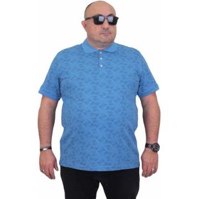 Moc Grande 24450 Mavi Polo Yaka Üçgen Baskılı Erkek T-shirt