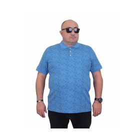 Moc Grande 24450 Mavi Polo Yaka Üçgen Baskılı Erkek T-shirt
