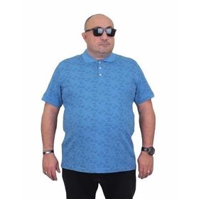 Moc Grande 24450 Mavi Polo Yaka Üçgen Baskılı Erkek T-shirt
