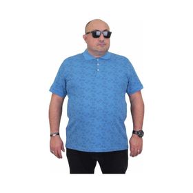 Moc Grande 24450 Mavi Polo Yaka Üçgen Baskılı Erkek T-shirt