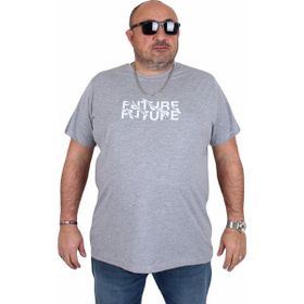 Moc Grande 25138 The Future Gri Melanj Sıfır Yaka Erkek T-shirt