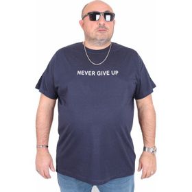 Moc Grande 25140 Never Give Up Lacivert Sıfır Yaka Erkek T-shirt