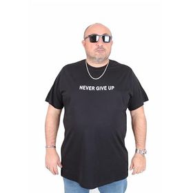 Moc Grande 25140 Never Give Up Siyah Sıfır Yaka Erkek T-shirt