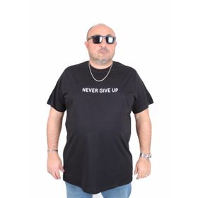 Moc Grande 25140 Never Give Up Siyah Sıfır Yaka Erkek T-shirt