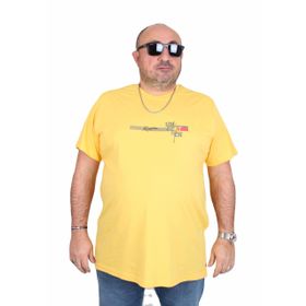 Moc Grande 25146 Un Beat En Sarı Sıfır Yaka Erkek T-shirt