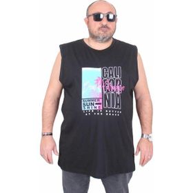 Moc Grande 25151 Beach Paradise Siyah Baskılı Kolsuz Erkek T-shirt