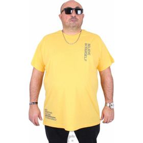 Moc Grande 25157 Believe Sarı Sıfır Yaka Erkek T-shirt