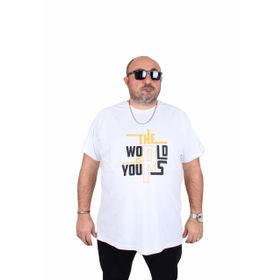 Moc Grande 25170 The World Beyaz Sıfır Yaka Erkek T-shirt