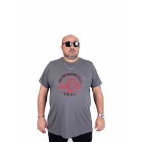 Moc Grande 25171 Motorcycle Füme Sıfır Yaka Erkek T-shirt