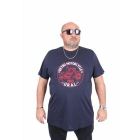 Moc Grande 25171 Motorcycle Lacivert Sıfır Yaka Erkek T-shirt