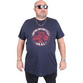 Moc Grande 25171 Motorcycle Lacivert Sıfır Yaka Erkek T-shirt