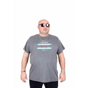 Moc Grande 25178 Start Stop Antrasit Melanj Sıfır Yaka Erkek T-shirt