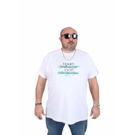 Moc Grande 25178 Start Stop Beyaz Sıfır Yaka Erkek T-shirt