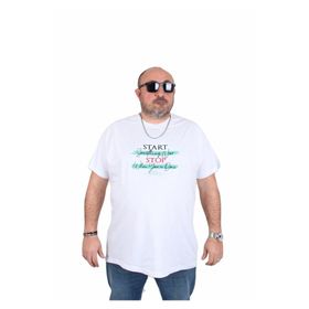 Moc Grande 25178 Start Stop Beyaz Sıfır Yaka Erkek T-shirt