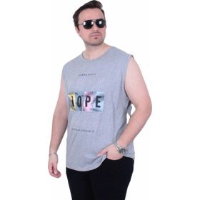 Moc Grande 26124 Hope Gri Melanj Baskılı Kolsuz Erkek T-shirt