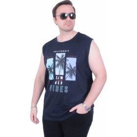 Moc Grande 26125 Summer Vibes Lacivert Baskılı Kolsuz Erkek T-shirt