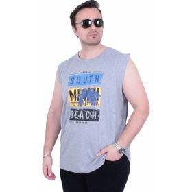 Moc Grande 26126 Miami Gri Melanj Baskılı Kolsuz Erkek T-shirt