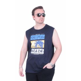Moc Grande 26126 Miami Lacivert Baskılı Kolsuz Erkek T-shirt