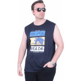 Moc Grande 26126 Miami Lacivert Baskılı Kolsuz Erkek T-shirt