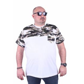 Moc Grande Kamuflaj 23145 Büyük Beden Beyaz Erkek T-shirt