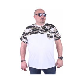 Moc Grande Kamuflaj 23145 Büyük Beden Beyaz Erkek T-shirt