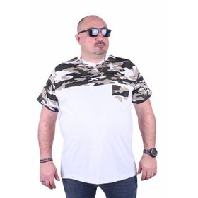 Moc Grande Kamuflaj 23145 Büyük Beden Beyaz Erkek T-shirt