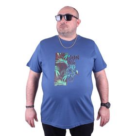 Moc Grande Kore 23116 Büyük Beden İndigo Erkek T-shirt