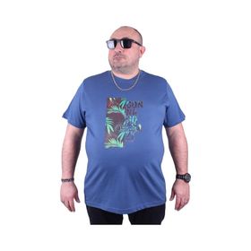 Moc Grande Kore 23116 Büyük Beden İndigo Erkek T-shirt