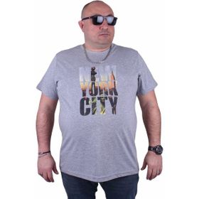 Moc Grande New York City 23125 Büyük Beden Gri Erkek T-shirt