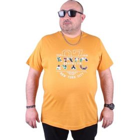 Moc Grande Nyc 23115 Büyük Beden Hardal Erkek T-shirt