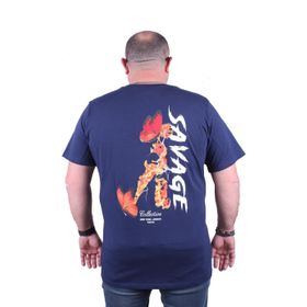 Moc Grande Savage 23101 Büyük Beden Koyu Mavi Erkek T-shirt