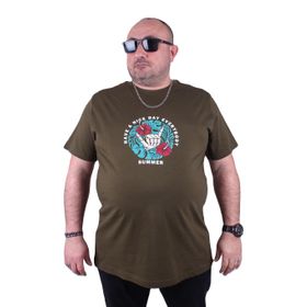 Moc Grande Summer 23119 Büyük Beden Askeri Yeşil Erkek T-shirt