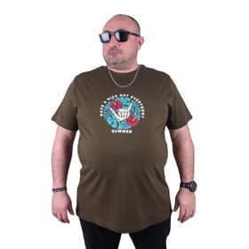 Moc Grande Summer 23119 Büyük Beden Askeri Yeşil Erkek T-shirt