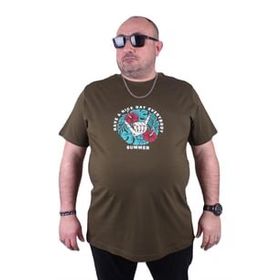 Moc Grande Summer 23119 Büyük Beden Askeri Yeşil Erkek T-shirt