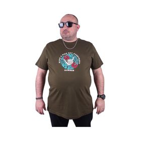 Moc Grande Summer 23119 Büyük Beden Askeri Yeşil Erkek T-shirt