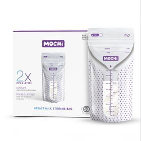 Mochi Mor Beyaz 50'li Anne Sütü Saklama Poşeti