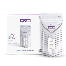 Mochi Mor Beyaz 50'li Anne Sütü Saklama Poşeti
