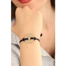 Moco Cool Havalı Siyah Deri İpli Unisex Mood Bileklik