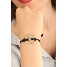 Moco Cool Havalı Siyah Deri İpli Unisex Mood Bileklik