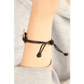 Moco Cool Havalı Siyah Deri İpli Unisex Mood Bileklik