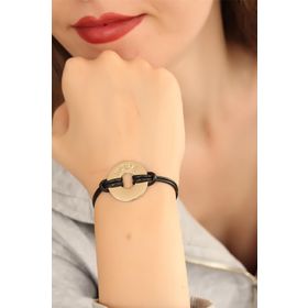 Moco Hope (Umutlu) Siyah Deri İpli Unisex Mood Bileklik