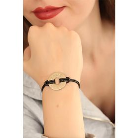 Moco Hope (Umutlu) Siyah Deri İpli Unisex Mood Bileklik