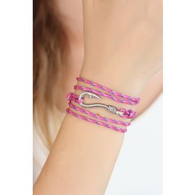 Moco Karışık Desenli Pembe Renk Gümüş Metal Kancalı Kadın Çoklu Bileklik