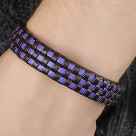 Moco Mor Damalı Deri Erkek Bileklik
