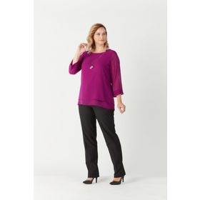 Moda Berray 1934 Açık Violet Kolyeli Şifon Büyük Beden Şık Kadın Bluz