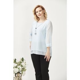 Moda Berray 1934 Mavi Kolyeli Şifon Büyük Beden Şık Kadın Bluz