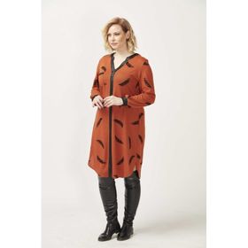 Moda Berray 1956 Tarçın Tüy Desenli Uzun Kollu Esnek Büyük Beden Triko Kadın Elbise