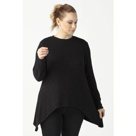 Moda Berray 2350 Siyah Esnek Asimetrik Kesim Uzun Kollu Kadın Bluz