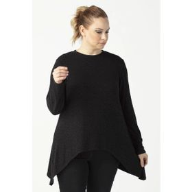 Moda Berray 2350 Violet Desenli Asimetrik Kesim Uzun Kollu Büyük Beden Kadın Bluz