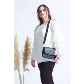Moda Berray 28009 Ekru Kolları Fırfırlı Büyük Beden Kadın Bluz